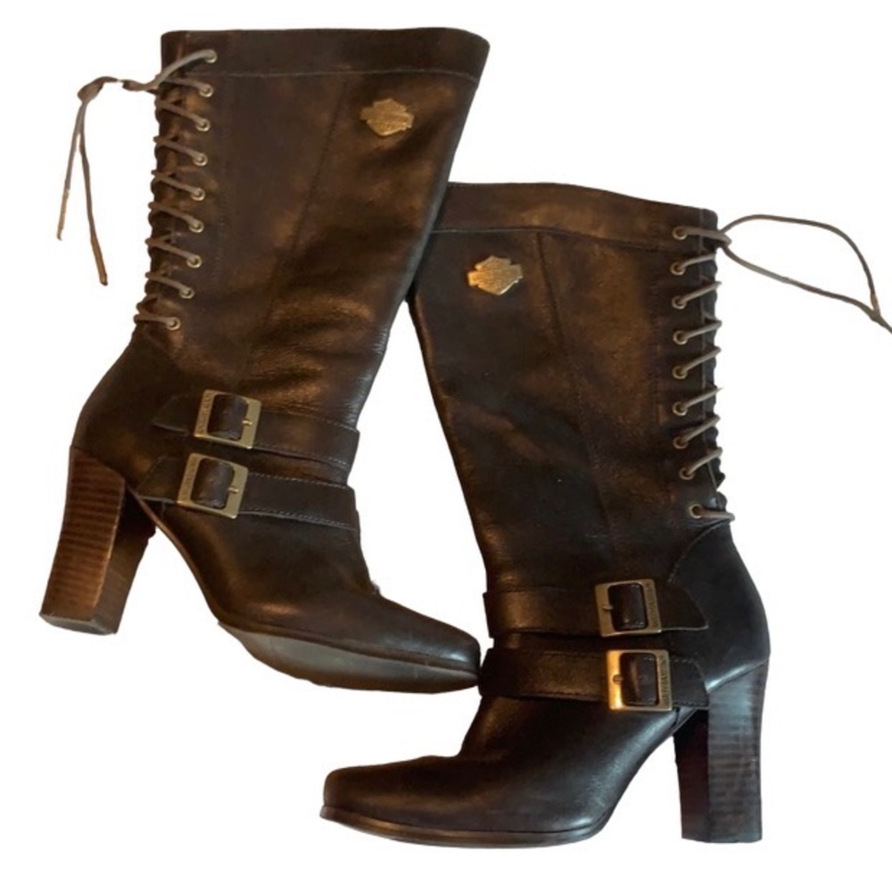 * Like new Harley Davidson brown high heel boots